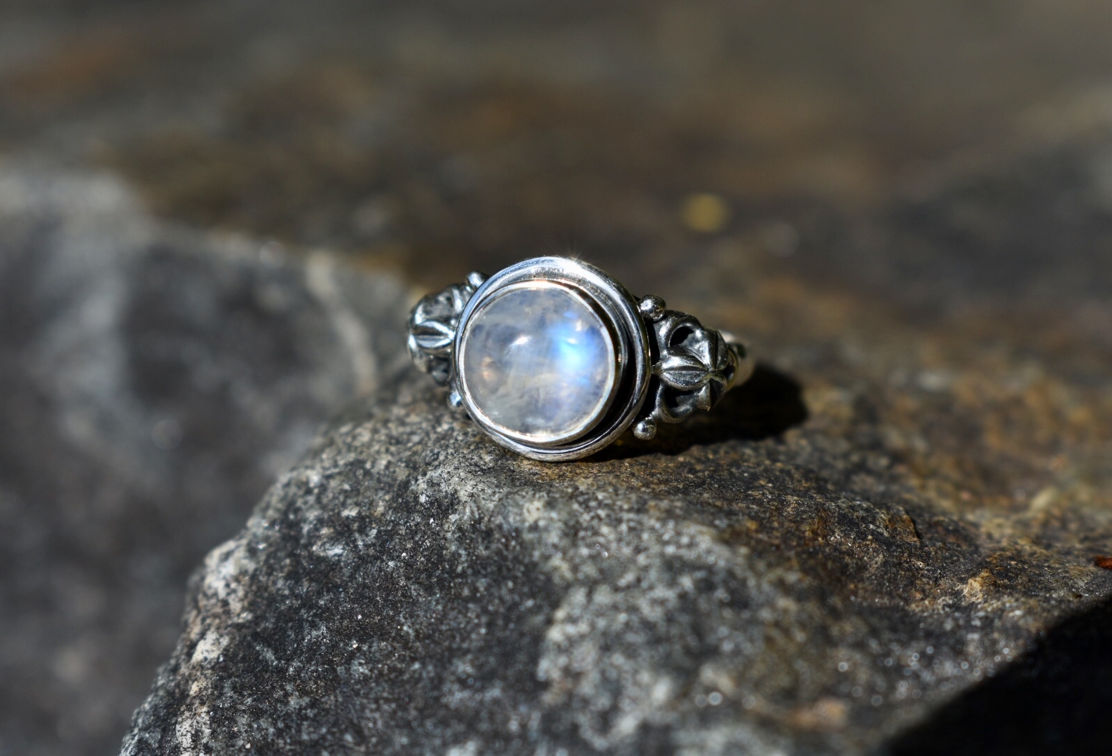 Moonstone Circle of Life Ring · Earthly Essentials